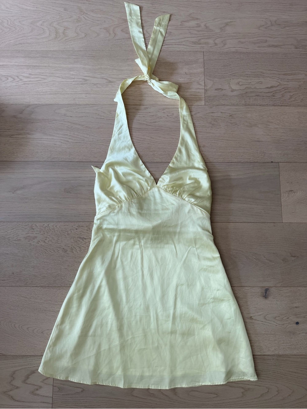 Peppermayo Halter Silk Mini Dress in butter Yellow